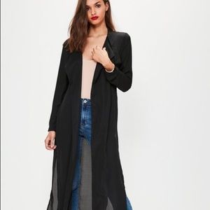 Tie Choker Duster Coat Black